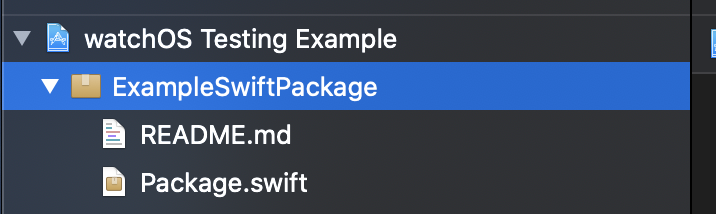 Screenshot showing the location of the newly added local swift package